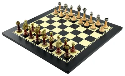 Produktbild von Italienische Schachfiguren Classic Metall/Wood + Schachbrett Ebony 40