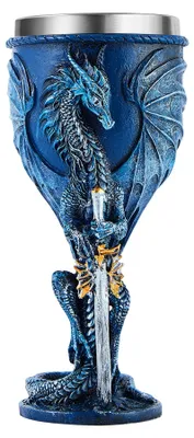 Drachenbecher aus Edelstahl, 210 ml, blau, Schwertdrache