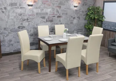 Produktbild von 6er-Set Esszimmerstuhl Küchenstuhl Stuhl Latina, LEDER  creme, helle Beine