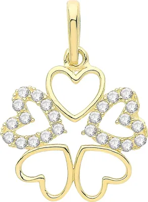 Produktbild von Atemberaubender 9 Karat (375) Gold Herz Damen - Anhänger mit Zirkonia - 16mm*12mm; TRS34420