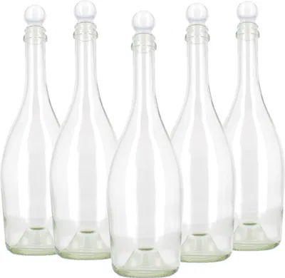 Produktbild von BELLEROFONTE Transparent Glasflasche für Wasser 750 ml mit Druckverschluss, 5 Stücke