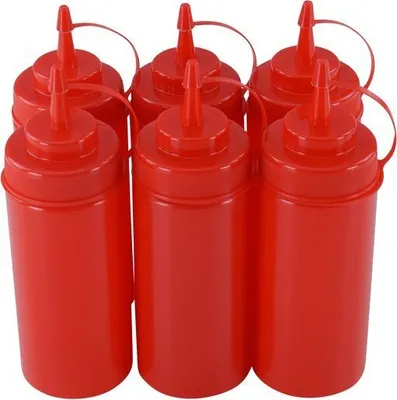 Produktbild von 6er Set Quetschflasche Rot 0,45 Liter