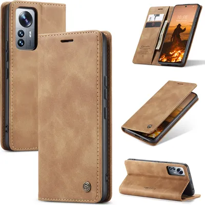 Image de Xiaomi 12 Lite Housse, étui rétro en cuirPolyuréthaneavec fonction de support Housse de protection pour Xiaomi 12 Lite Marron