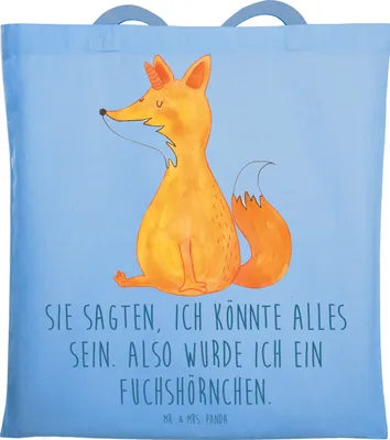 Produktbild von Mr. & Mrs. Panda festivaltasche Einhorn Wunsch - Sky Blue - Geschenk, Einhörner, Jutebeutel, Füchse, Uni Tasche, Unicorn, Tote Bag, Unicorns, Fuchshörnchen, Shopping