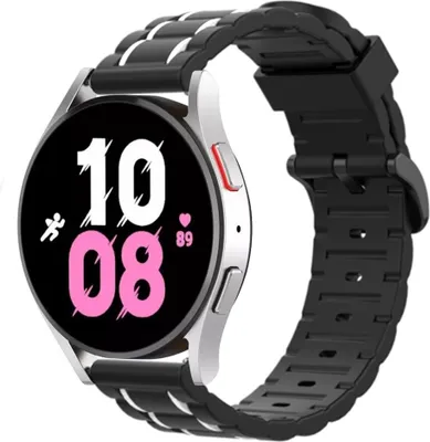 Produktbild von Strap-it Samsung Galaxy Watch 5 - 44mm Sportschnallenarmband (Schwarz/Weiß)