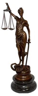 Produktbild von Bronzeskulptur Justitia, Göttin der Gerechtigkeit, handgefertigte Bronzefigur