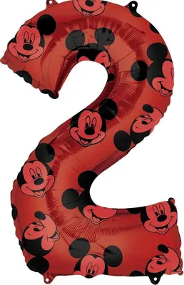 Image de Ballon Micky Mouse numéro 2 rouge