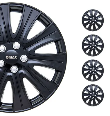 Productafbeelding van 15-inch wielkappen, universeel, glanzend zwart, ABS, 4 stuks, wielbeschermers