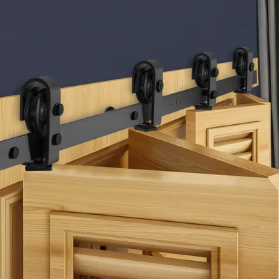 Image de Système de rail pour porte pliante coulissante VEVOR, rail de 132 cm, capacité de charge de 150 kg, adapté à quatre portes d'armoire et de buanderie de 30,5 cm