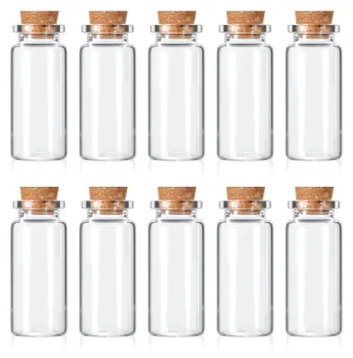 Produktbild von 10 Stück Kleine Glasflaschen mit Korken 10ml für DIY Hochzeitsdeko und Dekoration