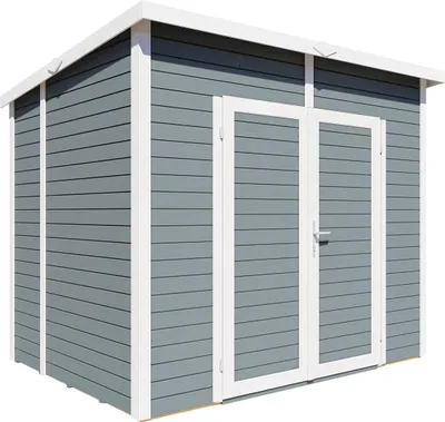 Produktbild von Bertilo Gerätehaus Timmo 4 - 19 mm grau Timmo 4: 239x181 cm