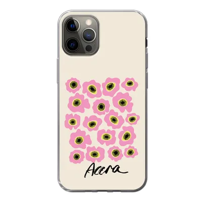 Produktbild von MuchoWow® Handyhülle Schutzhülle Hülle für iPhone 13 Pro Blumen - Rosa - Ghana Silikon Softcase Handy Hülle - Handy-Tasche