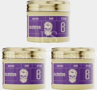 Produktbild von 3x Bandido Aqua Wax Haarwachs Hair Wax 125ml - Neues Design - Neue Rezeptur Nr 6 ( Mittlerer Halt )