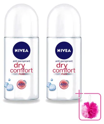 Imagen del producto de 2 unidades de NIVEA Dry Comfort, desodorante roll-on, sin alcohol, 50 ml, pack ahorro