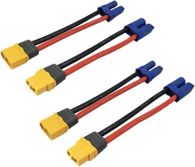 Zdjęcie produktu dla Adapter złącza XT60 na EC5 2 pary | Wysokiej jakości kabel silikonowy 12AWG | do modelarstwa RC i dronów, żółty
