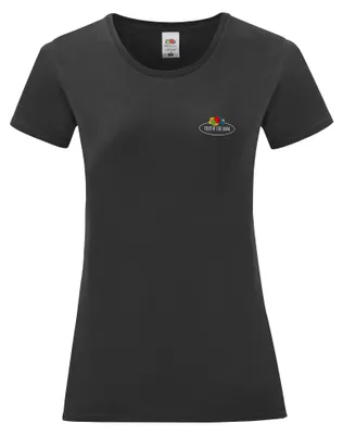 Produktbild von Fruit of the Loom Ladies Iconic 150 T-Shirt mit Vintage-Logo auf der Brust Farbe: schwarz - Vintage-Logo klein Größe: M