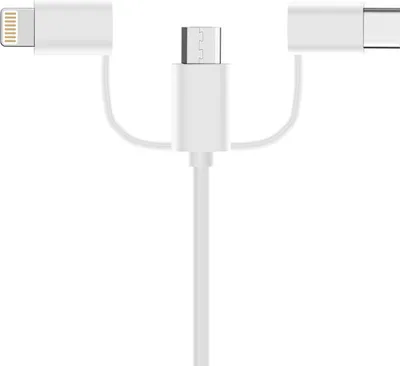 Produktbild von 3 in 1 Kabel Micro USB + Typ C + Lightning 2A 1 M Weiß