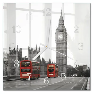Produktbild von Tulup Glasuhr Wanduhr Küchenuhr Echt-Glas 30x30 cm Modern Dekorativ Geräuschlos Weiße Zeiger - London