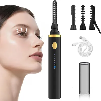 Produktbild von Wimpernzange mit 3 Temperatureinstellungen (65 °C/75 °C/85 °C) 3 Bürstenaufsätze NTC-Temperaturregelung, Silikon-Hitzeschutz, über USB-C aufladbar