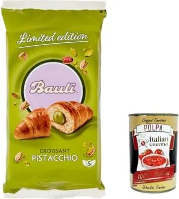 Produktbild von 3x Bauli Croissant farcito al Pistacchio, Croissant Bauli Kuchen mit Pistazien füllung 250g + Italian Gourmet polpa 400gta
