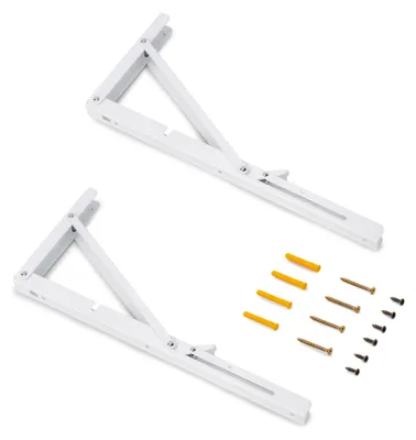 Produktbild von Emuca Satz Klappbarer Stützen, Länge 403mm, Stahl, Weiß lackiert