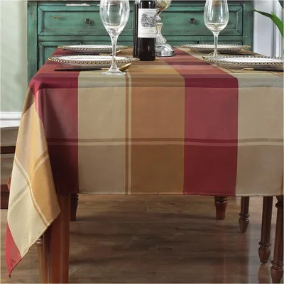 Rechteckige Tischdecke, Karomuster, Polyester, 152 x 305 cm, rot