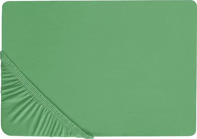 Obrázek produktu pro BELIANI Napínací prostěradlo zelené 90 x 200 cm elastické okraje klasická postelová plachta textilie do ložnice