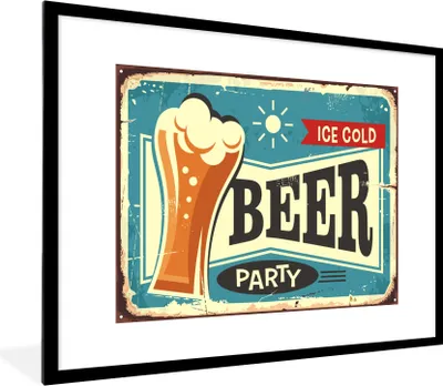 Produktbild von MuchoWow® MuchoWow® Gerahmtes Poster Mannshöhle - Bier - Jahrgang 80x60 cm - Poster mit zchwarzem Bilderrahmen - Schlafzimmer-Dekorationen - Fotoposter