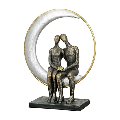 Zdjęcie produktu dla Gilde Skulptur, Mond, "Moonlight", Paarmotiv, Kunstharz, bronzefarben, VE 1, L. 9 cm, B. 24 cm, H. 29 cm 37609 4063387376096