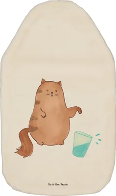 Produktbild von Mr. & Mrs. Panda Wärmflasche Katze Wasserglas - Weiß - Geschenk, Cat, Wärmflaschen, Cats, mit Bezug, gummi, Wärmekissen, Bettflasche, Kater, Katzen