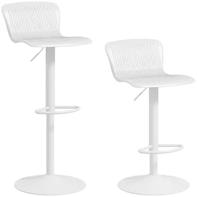 Immagine prodotto di Set 2 Sgabelli da Bar con Schienale Altezza Regolabile 76,5-97,5 cm in PP Bianco