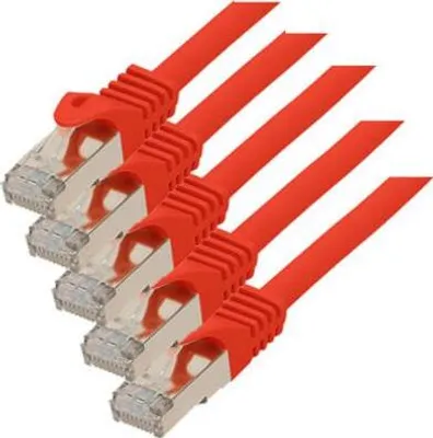 Zdjęcie produktu dla Kabel krosowy RJ45 z surowym kablem CAT 7 PIMF czerwony 0,25 m