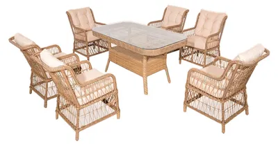 Zdjęcie produktu dla Wysokiej jakości rattanowy zestaw mebli ogrodowych sofa zestaw 7 szt. stół fotele