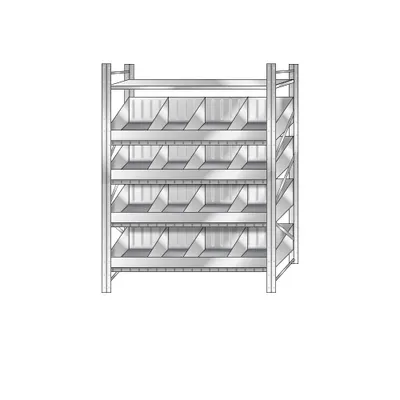 Produktbild von Schüttgutregal, Stecksystem, verzinkt, HxBxT 2000 x 1290 x 525 mm, 4 Ebenen