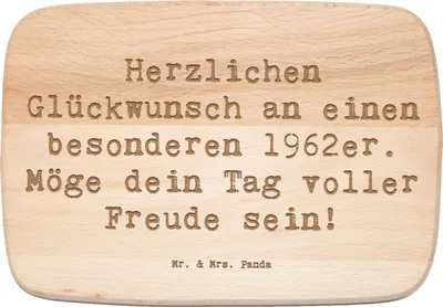 Produktbild von Mr. & Mrs. Panda Schneidebrett Holz Spruch 1962 Geburtstag - Transparent - Geschenk, Alles gut zum, Frühstücksbrett, brotbrett, Holzbrett, Holzbrettchen, geschätzt werden