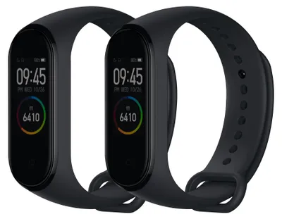 Produktbild von kwmobile 2x Uhrenarmband für Xiaomi Mi Band 4 / Mi Band 3 Armband - Fitnesstracker Band Set aus TPU Silikon - Ersatzarmband Smartwatch - Schwarz