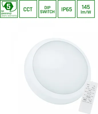 Produktbild von Spectrum LED Wand- & Deckenleuchte Nymphea Citiy Pro 2 Weiß rund Ø32cm IP65 18/24W 3500lm CCT 3000K-6000K Sensor + Fernbedienung