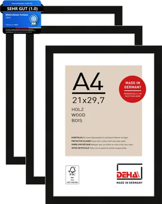 Obrázek produktu pro DEHA Designový rámeček Fontana (sada 3 ks), A4, 21x29,7 cm, černé dřevo