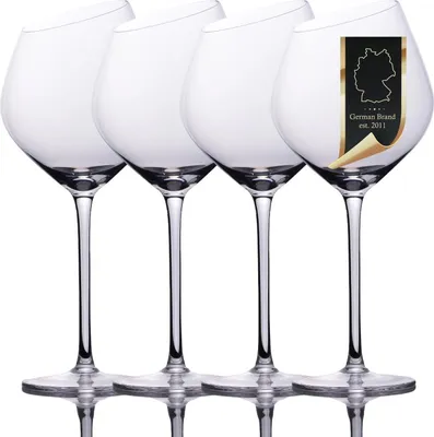 Immagine prodotto di Intirilife 4x bicchiere da vino con bordo moderno - Capacità 470 ml - Calice da vino rosso Lavabile in lavastoviglie Vetro di cristallo antiurto