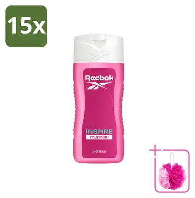 Image de 15 flacons de gel douche Reebok "Inspire Your Mind" - 400 ml - Lot économique - 15 pièces