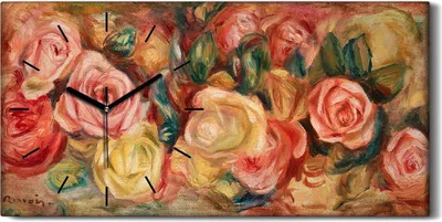 Produktbild von Leinwand Wanduhr Wandkunst Uhr Geräuschlos 60x30 Gemälde Blumen Pflanzen Kunst - schwarze Hände