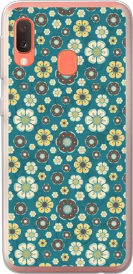 Produktbild von MuchoWow® Handyhülle Schutzhülle Hülle für Telefoonhoesje Samsung Galaxy A20e Retro - Blumen - Muster - Blau Silikon Softcase Handy Hülle - Abdeckung