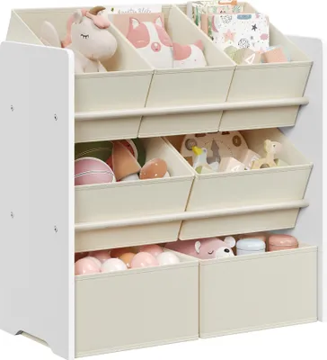 Produktbild von SONGMICS Kinderregal, Spielzeugregal, Bücherregal Kinder, mit 7 Aufbewahrungsboxen aus Vliesstoff, Kinderzimmer-Regal, geräumig, 29,5 x 62,5 x 60 cm,