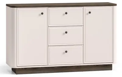 Image de Selsey Vilavio – Buffet 2 portes, 3 tiroirs, cachemire/aspect chêne foncé, 138 cm