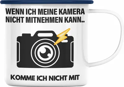 Produktbild von Trendation - Fotografie Geschenk Emaille Tasse lustig Fotograf Zubehör Fotograph Geschenkidee Lustige Geschenk Emaille Emaille Tasse (Blau)