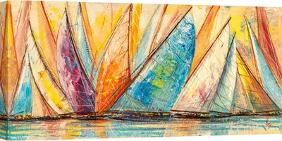 Produktbild von Leinwandbilder, Segelboote - Luigi Florio, Bunte Segel - 100x50 cm