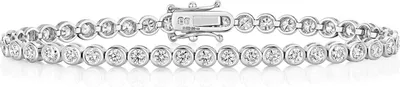 Produktbild von Atemberaubendes 18 Karat (750) Weißgold Diamant Tennis Armband Brillant-Schliff 3.73 Karat GH - SI1 - 18cm, 11 Gramm; TRS2704
