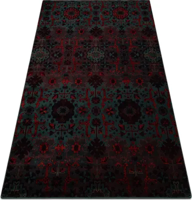 Image de Tapis en laine OMEGA KARAJA fleurs rubis rouge 200x300 cm