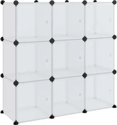Image de vidaXL Système d'étagères avec 9 cubes et portes Transparent PP