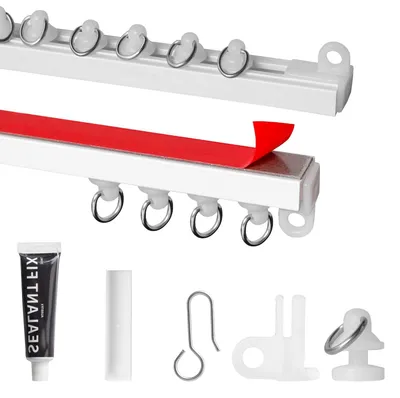Produktbild von Gardinenschiene Vorhangstange Deckenschiene - 3 m - Ohne Bohren - PVC - Weiß